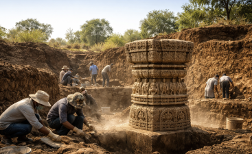 Discovery of 12th-Century Yadava Mandir Pillar in Maharashtra